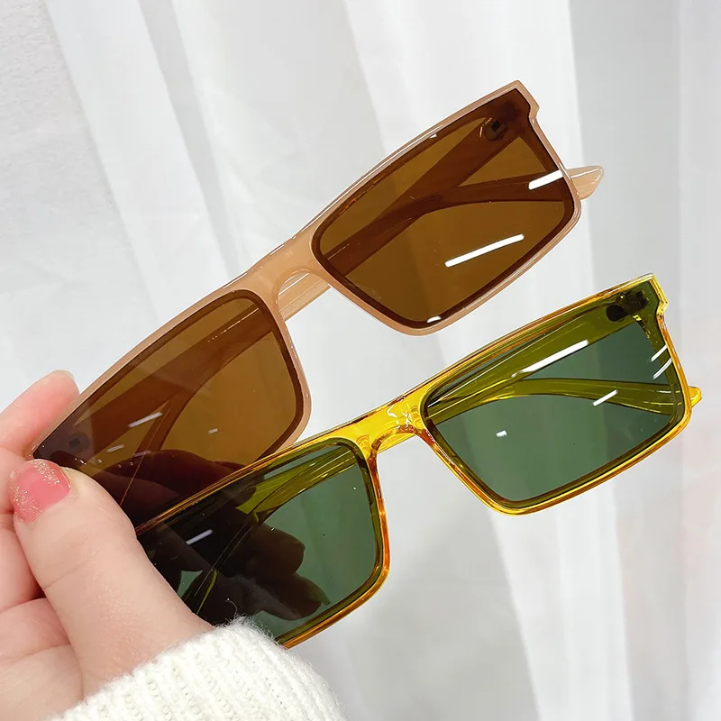 

2022 Best Selling Yellow Sunglasses Women Rectangle Small Frame Square Design Women Trendy INS Style Sun Glasses Eyewear