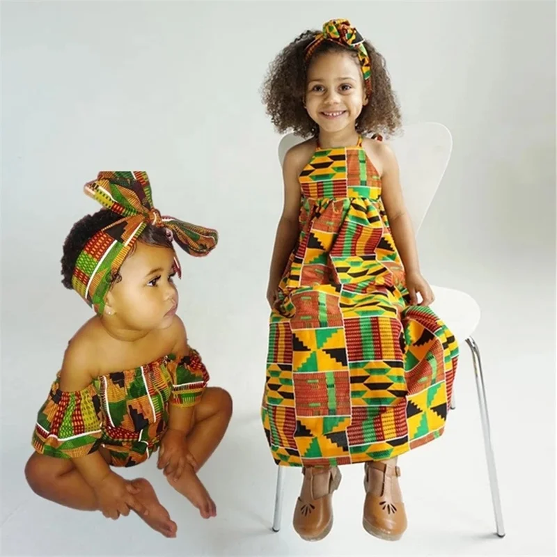 

Hot Selling Baby Custom Design Print Wax Fabric Dashiki African Kids Children Girls Wear Dresses Clothing