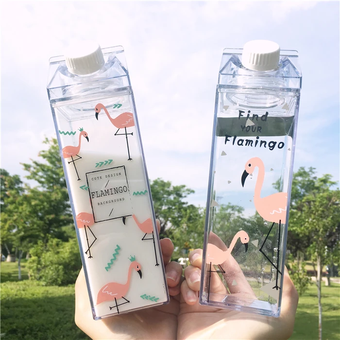 

500ml custom logo plastic blank square water bottle clear milk carton 1000ml water tumbler