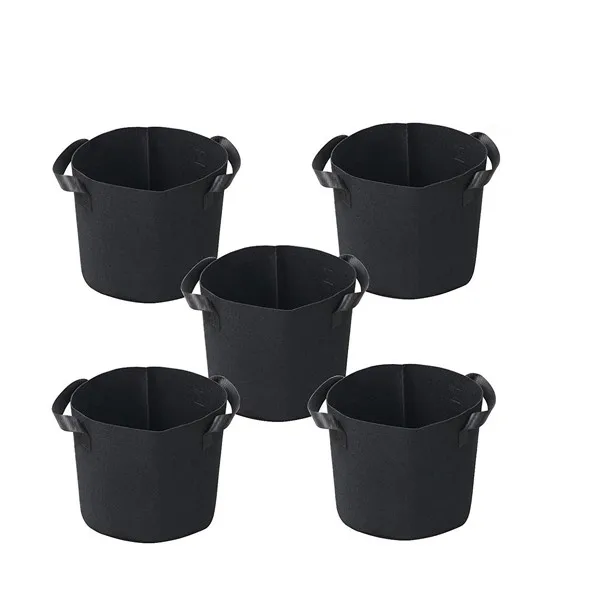 

Garden Grow Bags 3 Gallon 5 Gallon 10 Gallon 25 Gallon 100 Gallon Fabric Pots Container Garden Potato Felt Grow Bag, Black