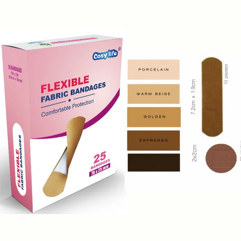 Cosy Life Premium Colored Elastic Fabric Plasters,Brown Color First Aid Bandage Band Aid Strip