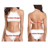 

High Neck Halter Bikini Set Custom Your Own Logo/Image/Photo Print Swimwear Woman Two-piece Swimsuits Bathing Beach Swimwear