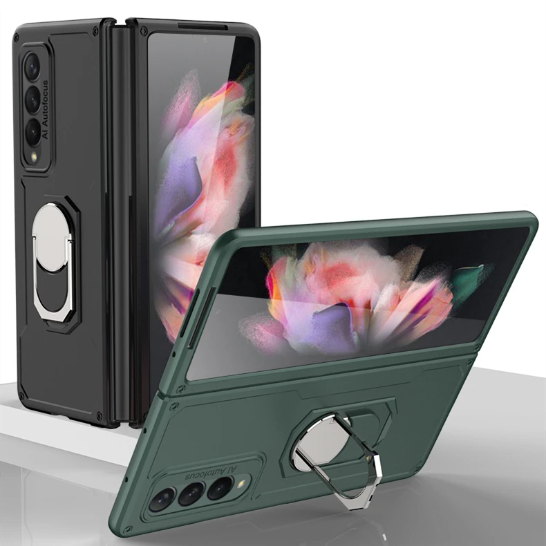 

Armor Ring Flip Phone Case For Samsung Galaxy Z Fold 3 Shockproof Phone Case
