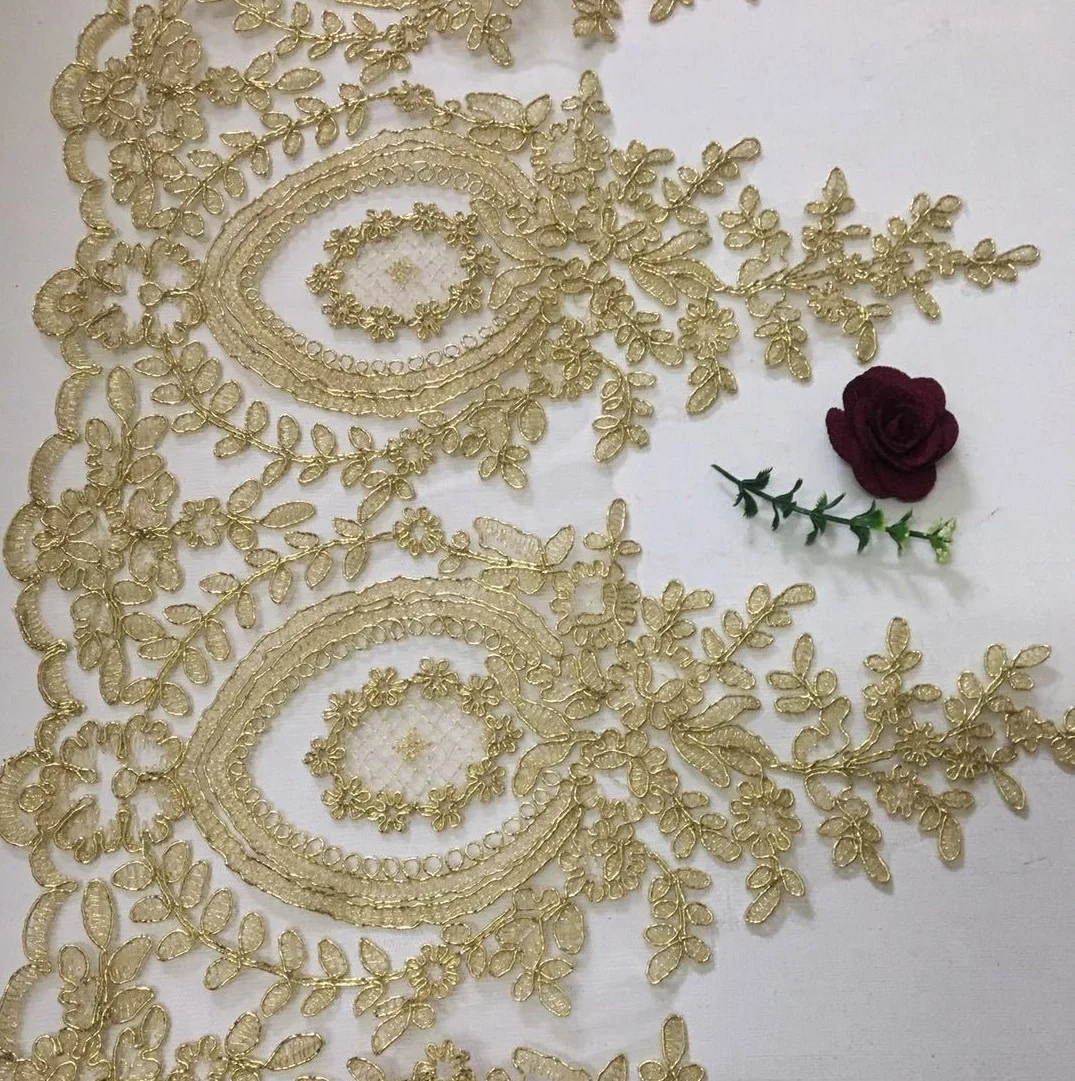 

Hot sale embroidered wedding gowns lace trimmings white professional, As pictured