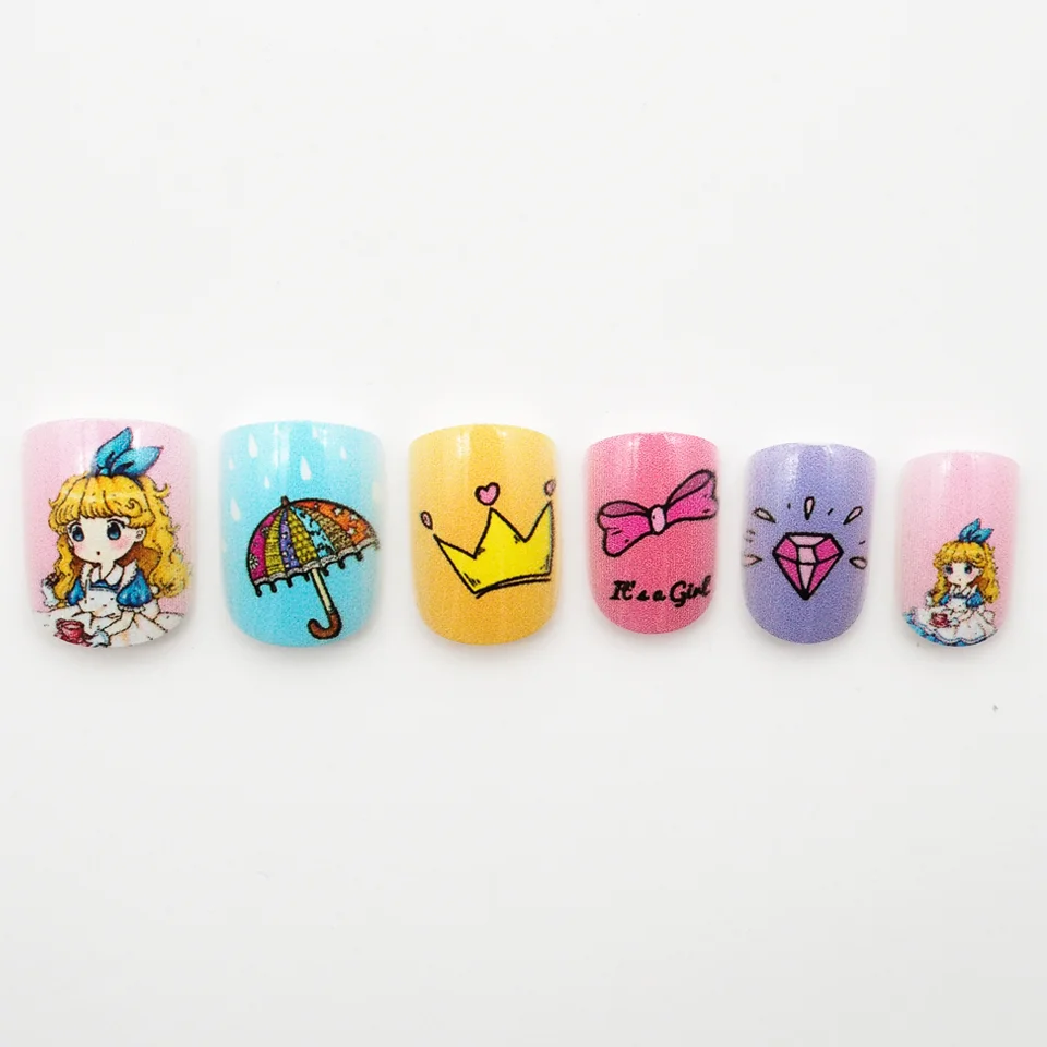 

Short Full Cover Press on Nails For Kids Super Cute Fake nails