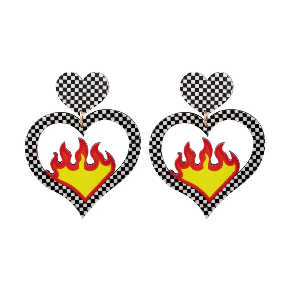 

2020 Trend Fashion Heart Earrings Korean Cute Jewelry Ear Stud Fire Shaped Girls Earrings Cheap Price