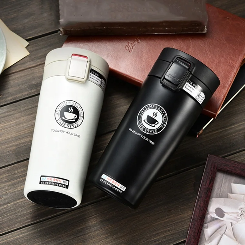 

360ml High Quality 2020 Double Wall Stainless Steel Vacuum Flasks Thermo Cup Coffee Tea Milk Travel Mug Thermol Bottle, Red white black coffee