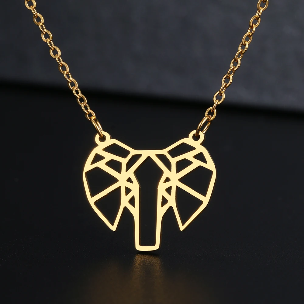 

Stainless Steel Necklaces Line Hollow Elephant Pendant Chain Collar Fashion Necklace For Women Jewelry Party Friends Gifts 1Pcs