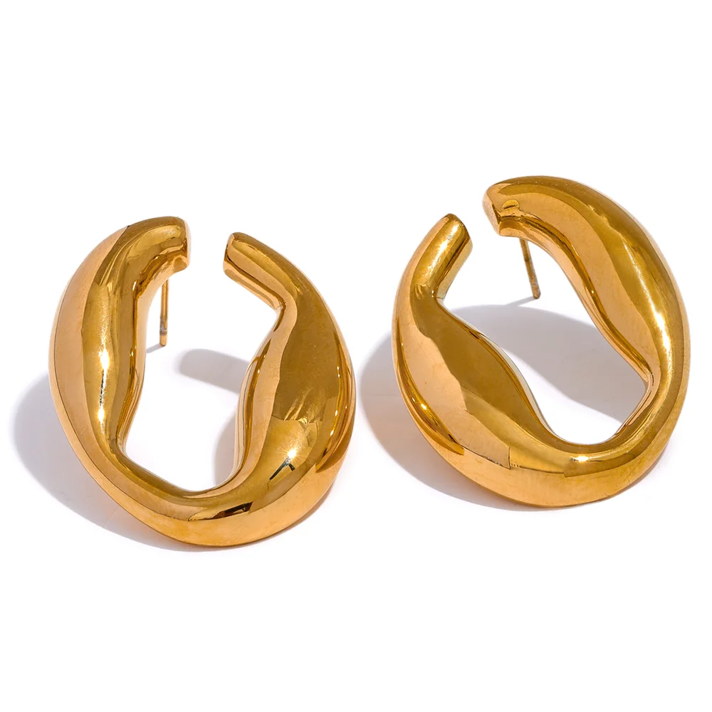 

JINYOU 1129 Statement Stainless Steel Hollow Geometric Stud Earrings Rust Proof Metal Unusual Simple Jewelry for Women Gala Gift