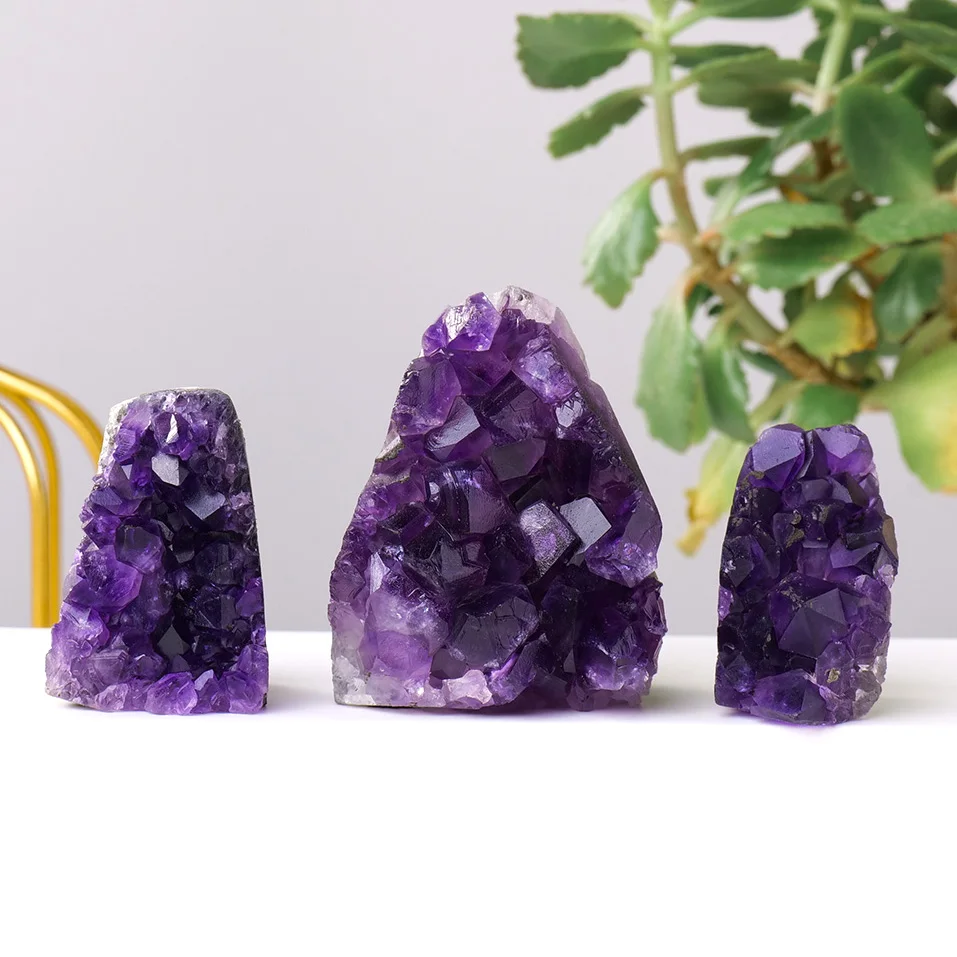 

Wholesale natural healing stones small raw rough mini amethyst crystal cluster geode