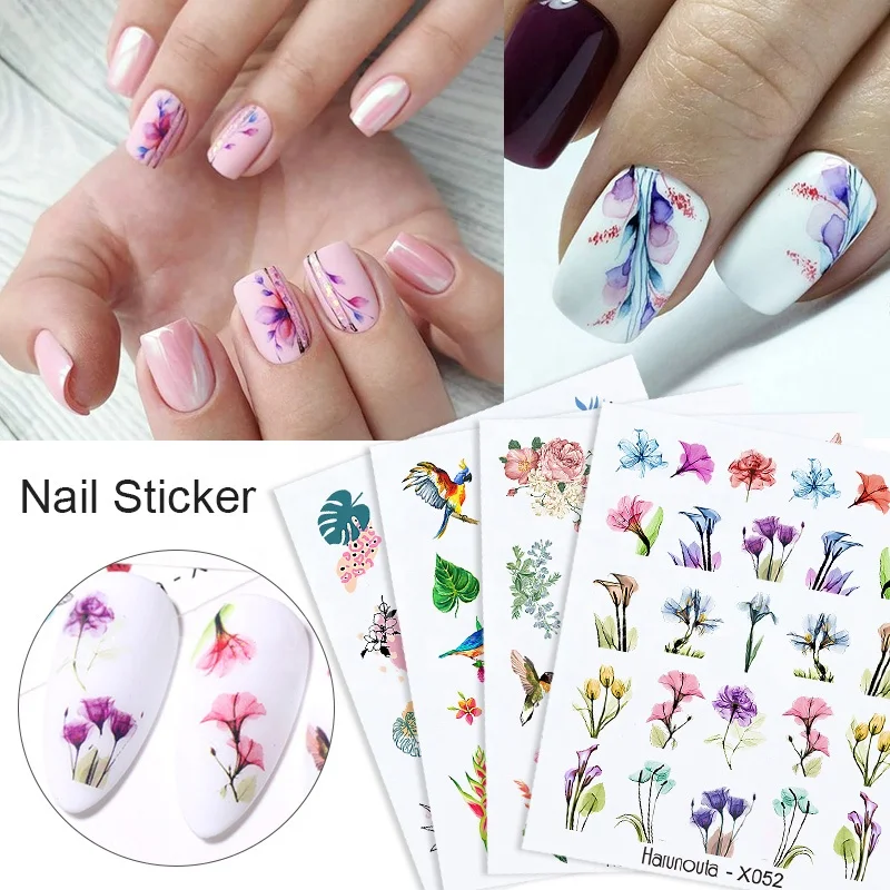 

GREENKEM Floral Butterfly Design Water Decals Slider Wraps Decoration Nail Art Accessories Geometry Flower Nail Sticker