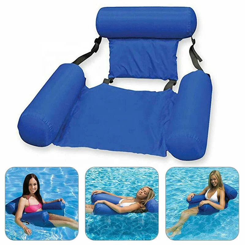 

Swimming Floating Chair Foldable Pool Seats Inflatable Bed Lounge Chairs for Adult, As picture