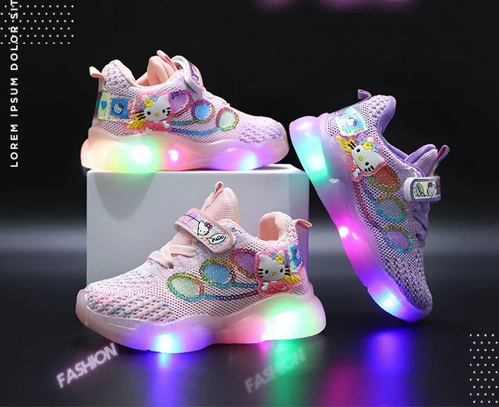 

New Arrival Children Sport Shoes Luminous Fashion Breathable Kids Shoes Non-Slip Sneakers With LED Light Shoes, Mixed colors