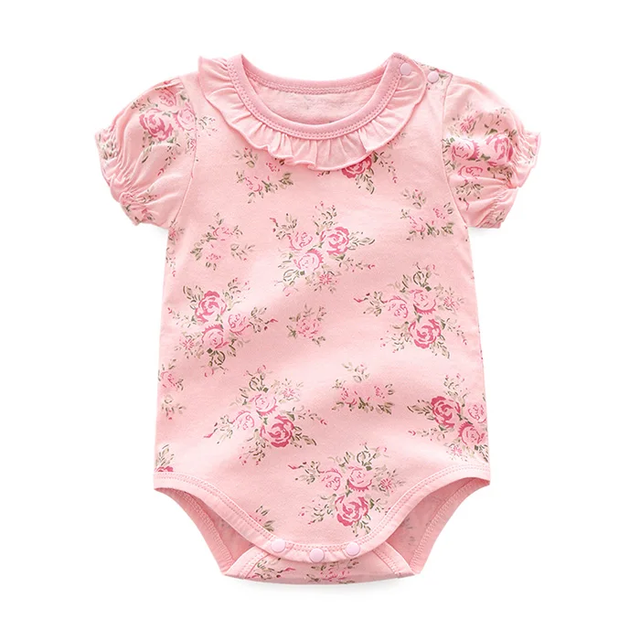 

Wholesale Summer Infant 100% Cotton Flower Printing Newborn Baby Girls Clothes Rompers Baby Girls' Rompers Baby Wears