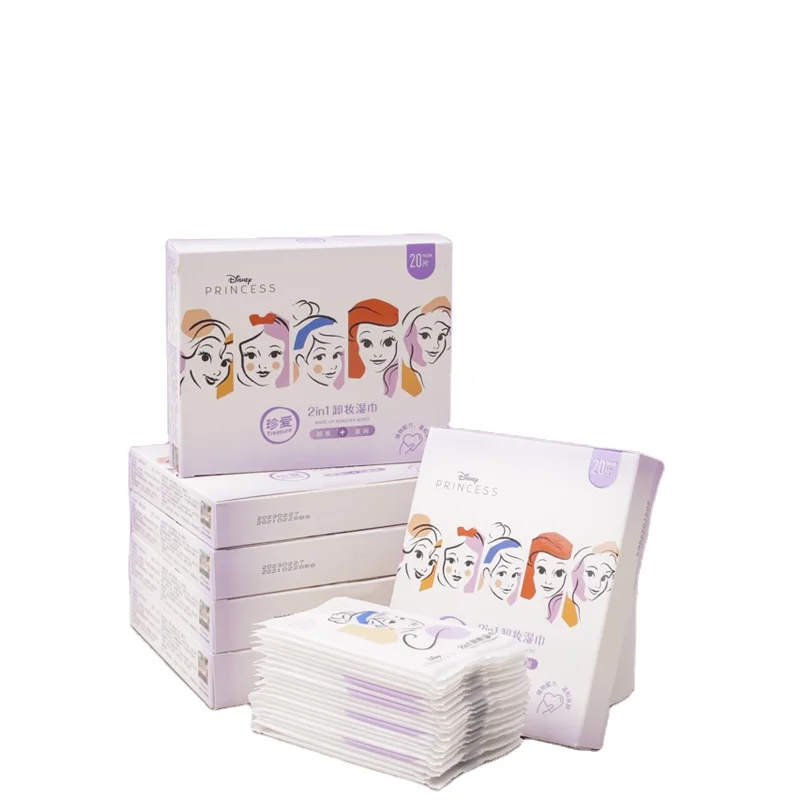 

Disney Princess Moist Face Single Packed Wet Wipes Makeup Remover Wipes, Purple