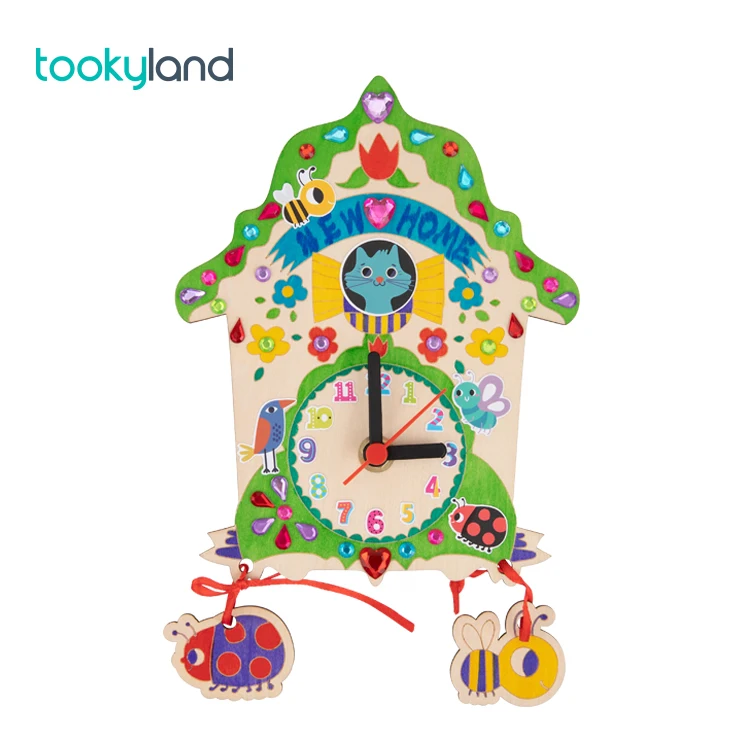 

2023 New kids wooden toys DIY wooden clock - cuckoo games toys for children