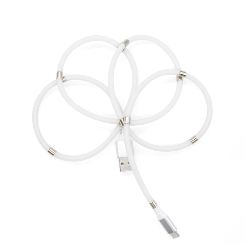 

Self Winding SuperCalla Magnetic Charging Cable Type C USB Cable 120cm Length White
