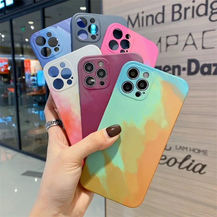 

2021 hot sales soft tpu oil paint phone case for iphone 12 pro max