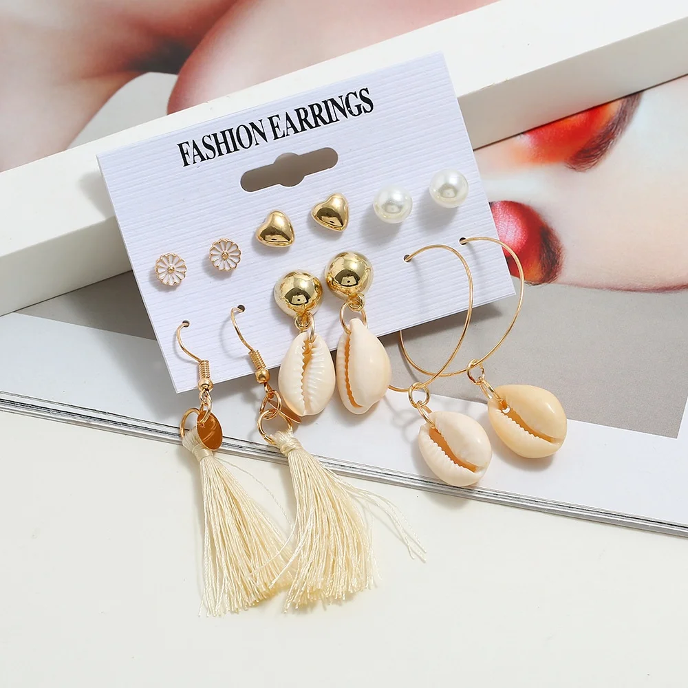 

New Style Simple Fashion Bohemian Cowrie Shell Hoop Earring Women Jewelry Shell Earring