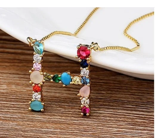 

Colorful Monogram Handcrafted Necklaces custom rhinestones Letter Choker necklace jewelry, Picture shows