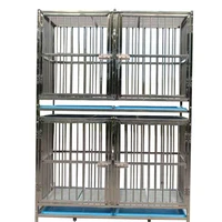 

94*64*62cm welded tube large assembly double door stackable stainless steel dog kennel cages