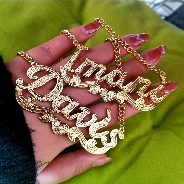 

Personalised name LOGO custom necklace jewelry gold plated pendant, Picture