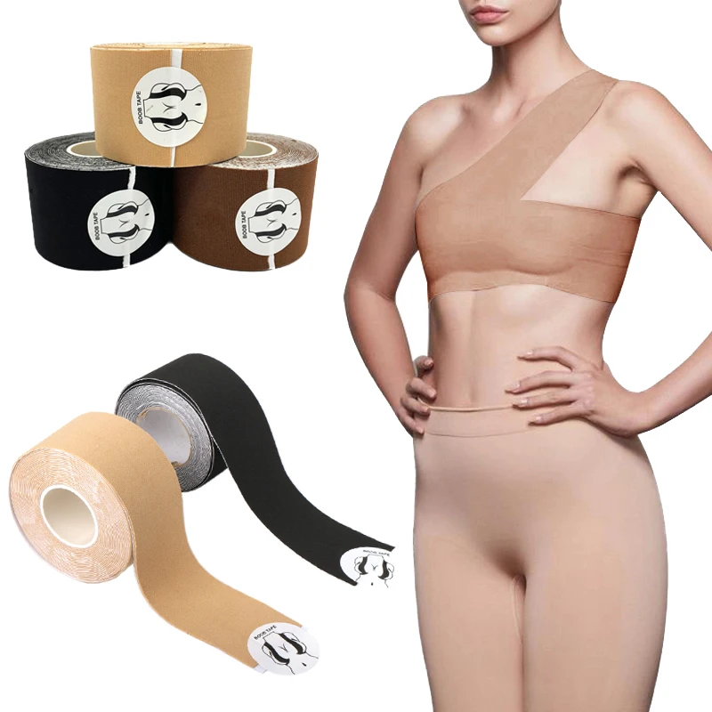 

5M Adhesive Invisible Seamless Boob Tape Bra Invisible Breast Lift Tape for Women, Nude,black,coffee