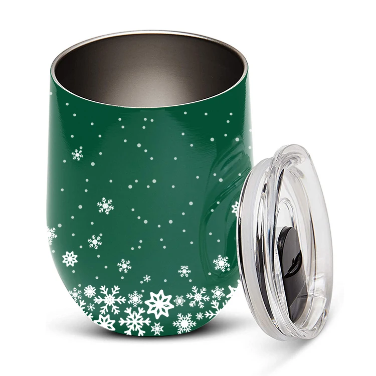 

Free Sample Christmas Gift Stainless Steel Double Wall Wine Tumbler Cups in Bulk Sublimation Insulated Wine Mug with Lid, Customized color