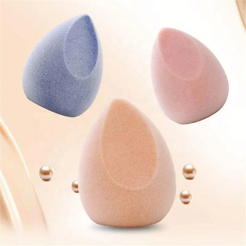 

Velvet Flocking Makeup Blender Soft Beauty Microfiber Makeup Sponge in Stock, Pink/purple/blue/beige/cameo brown/rose
