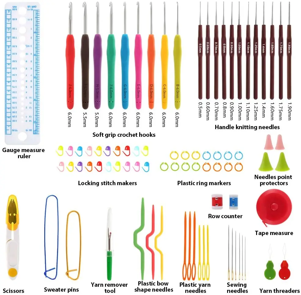 

72 PCS Crochet Hooks Set Knitting Handmade Needles Crochet Latch Hook Set, Colorful