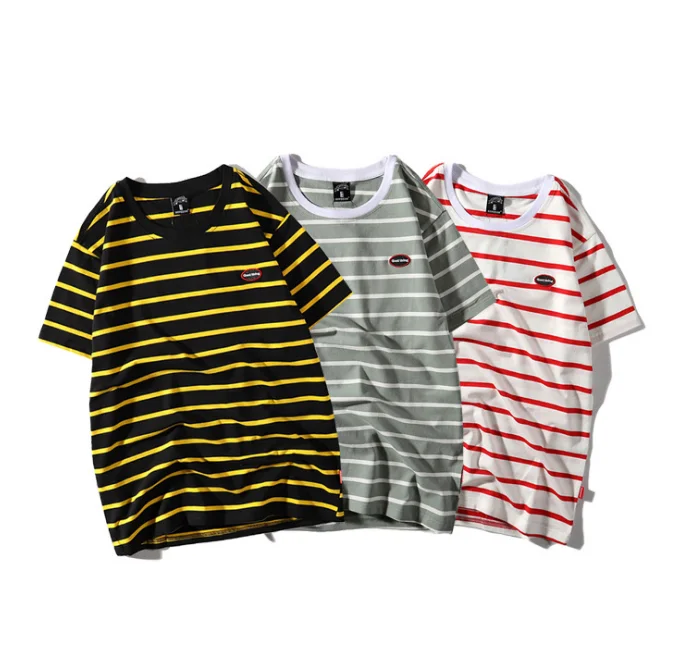 

Summer latest spring summer men's t-shirts high street over sized breathable stripe t shirt, Customized color