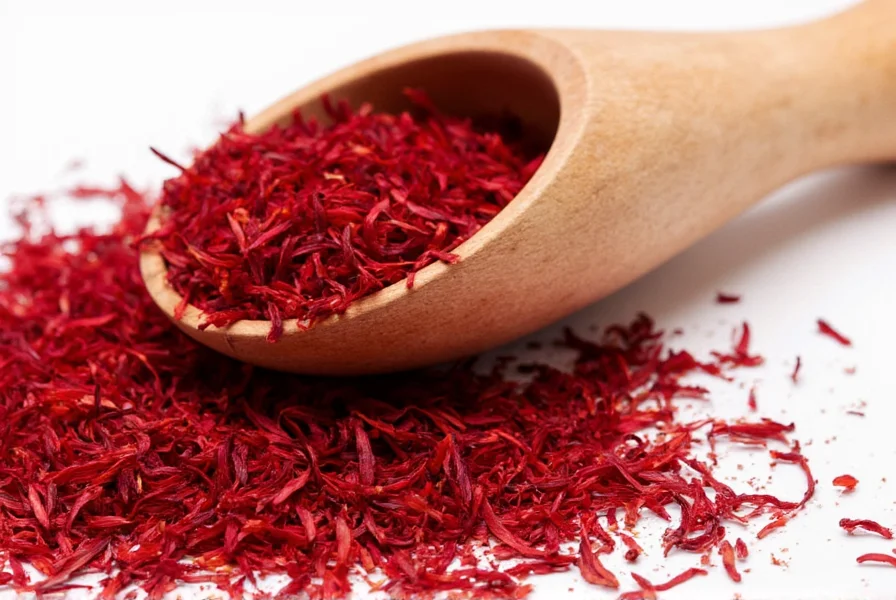 Close-up view of saffron threads showing their distinctive red color and structure for understanding saffron composition
