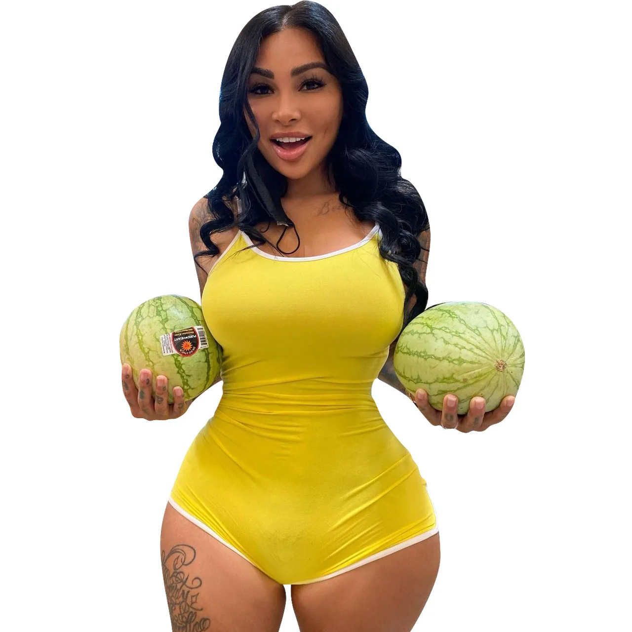 

Fashion Solid Color Sexy Tight-fitting Shorts Jumpsuit Skinny Off-shoulder Strap Jumpsuit for Women, As pictures