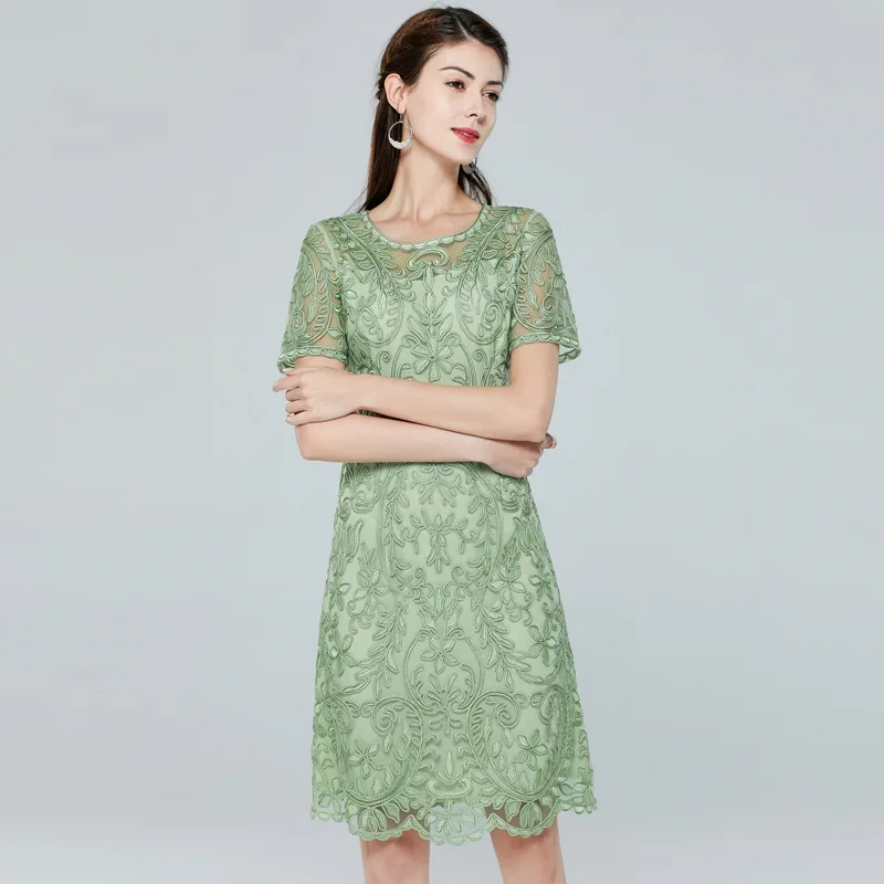 

2021 High Quality New Design Plus Size Short Sleeve Embroidered Evening Dresses M Of The Bride Clothing For Wedding