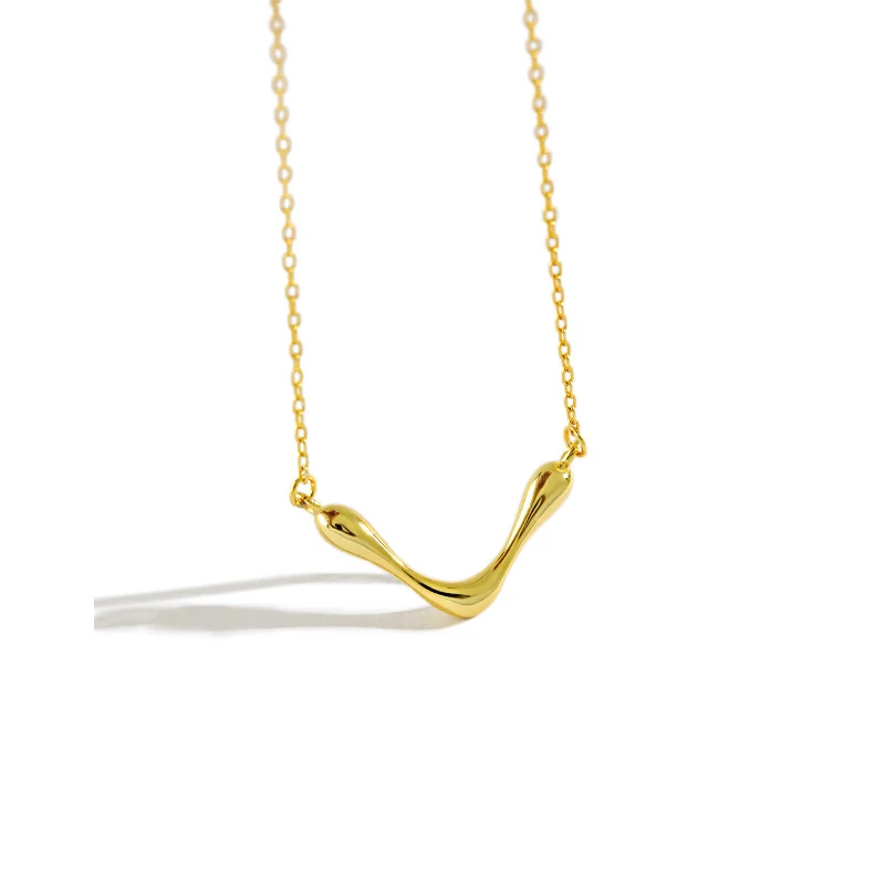 

H-N546 chic bohemia jewelry gold plated 925 silver bone V shape necklace, Gold/white gold