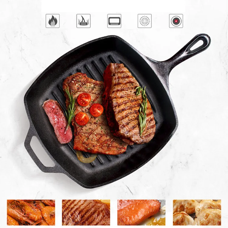 Black Ribbed Bottom Castiron Skillet For Lowfat Cooking Buy Cast
