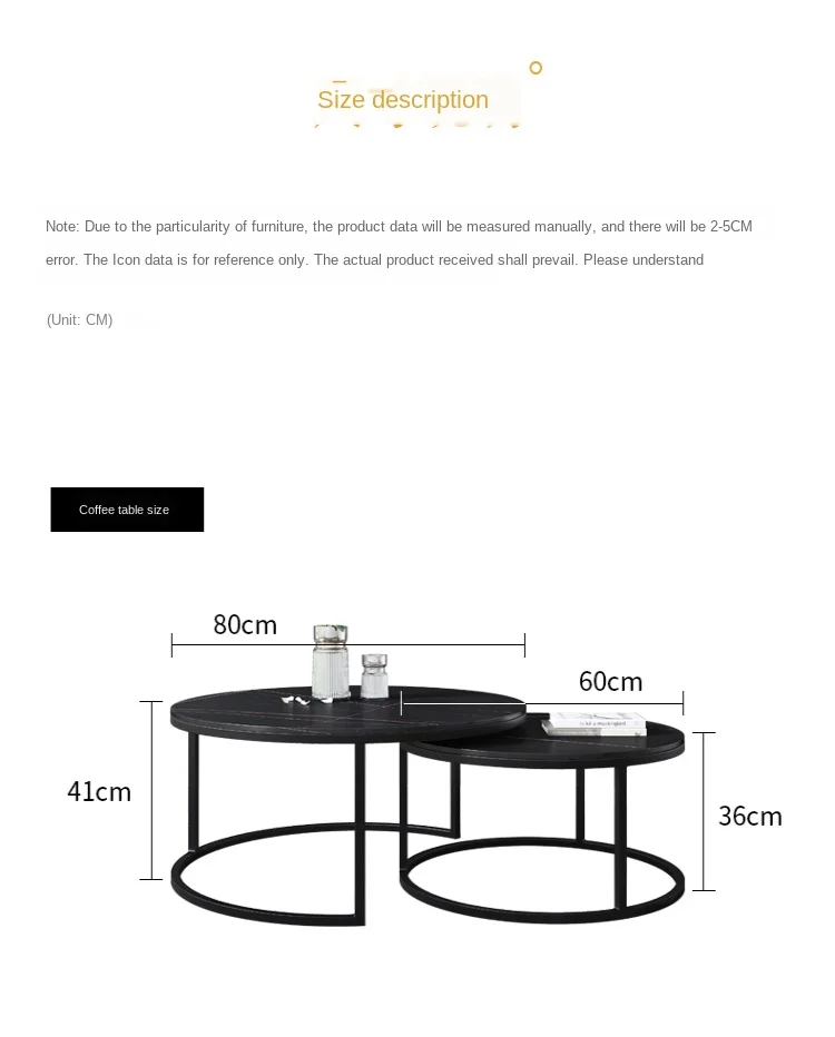 New Design Italian Minimalist Coffee Table Side Combination Size Round