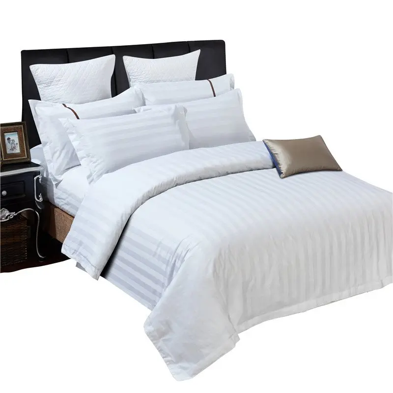 
40S*40S 250T 100% cotton 3cm satin stripe hotel duvet cover set with cheap price 