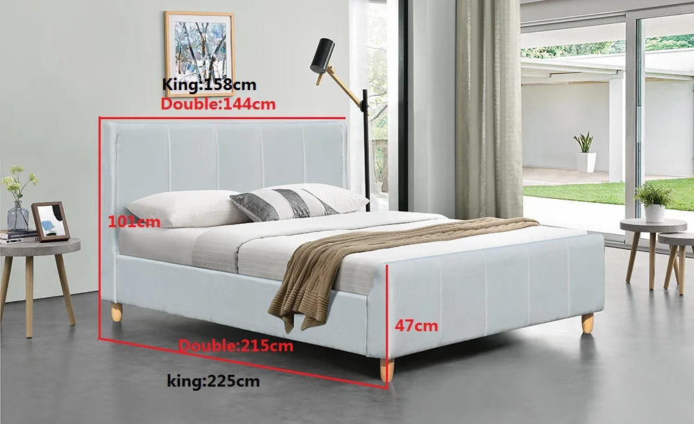 
Wholesale Linen Fabric Double Size Platform Modern Upholstered Bed for Bedroom Furniture 
