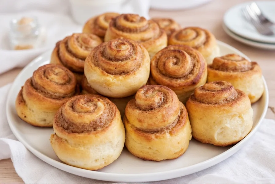 Traditional Swedish cinnamon rolls (kanelbullar) arranged on a wooden plate with coffee cup
