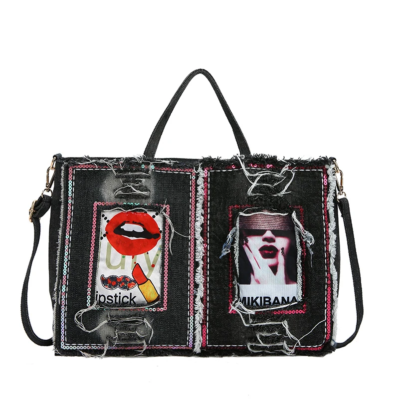 

Wholesale ladies tote bag 2022 designer new women hand bags fashion personality creative denim shoulder ladies bag, Customized color