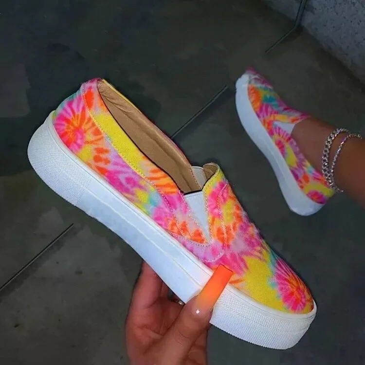 

New women's fashion sneakers colorful Platform Canvas casual Shoes Sports Sandals Flat women sneakers, Yellow, green, blue