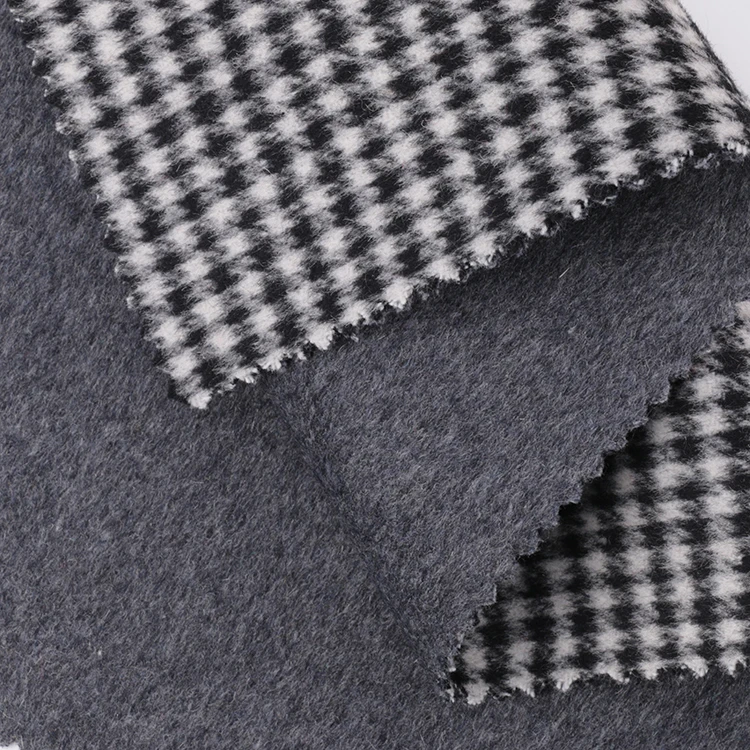 
Custom women double side houndtooth plaid wool woolen customize jacket fabric 