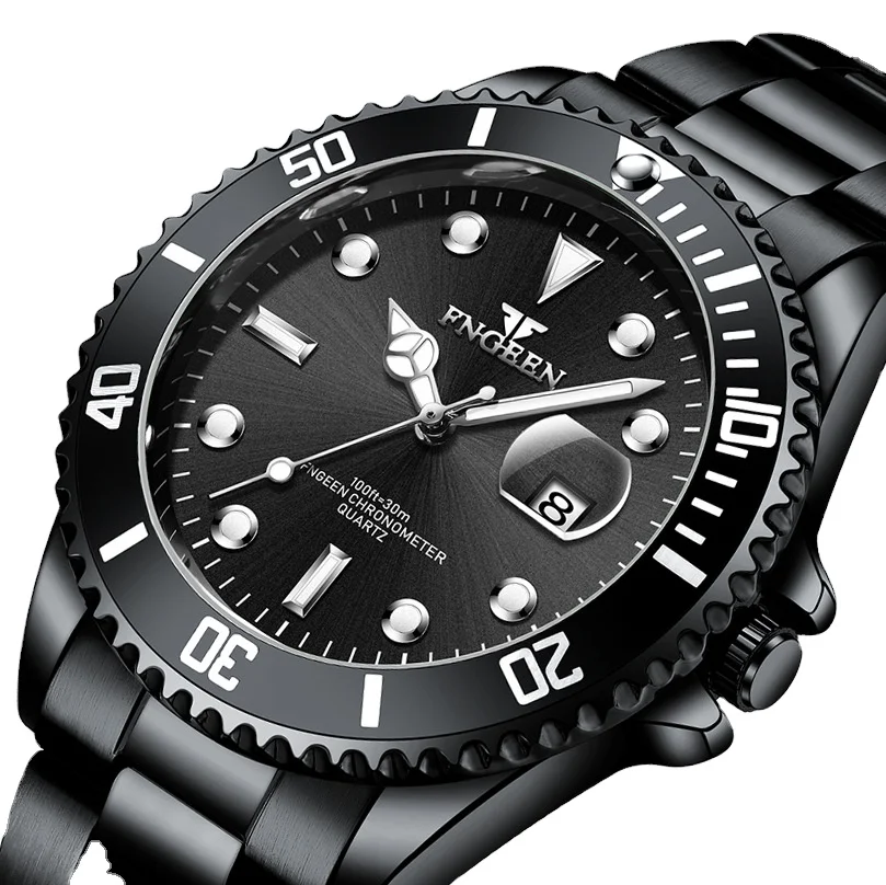 

FNGEEN 8080 New Luminous Watch Men's Quartz Watch Sports Wind Stainless Steel Belt Calendar Wrist Watch Clock Relogio Masculino, 6-colors