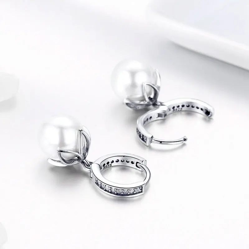 

Simple Beautiful Stud Pearl Drop 925 Silver Earrings