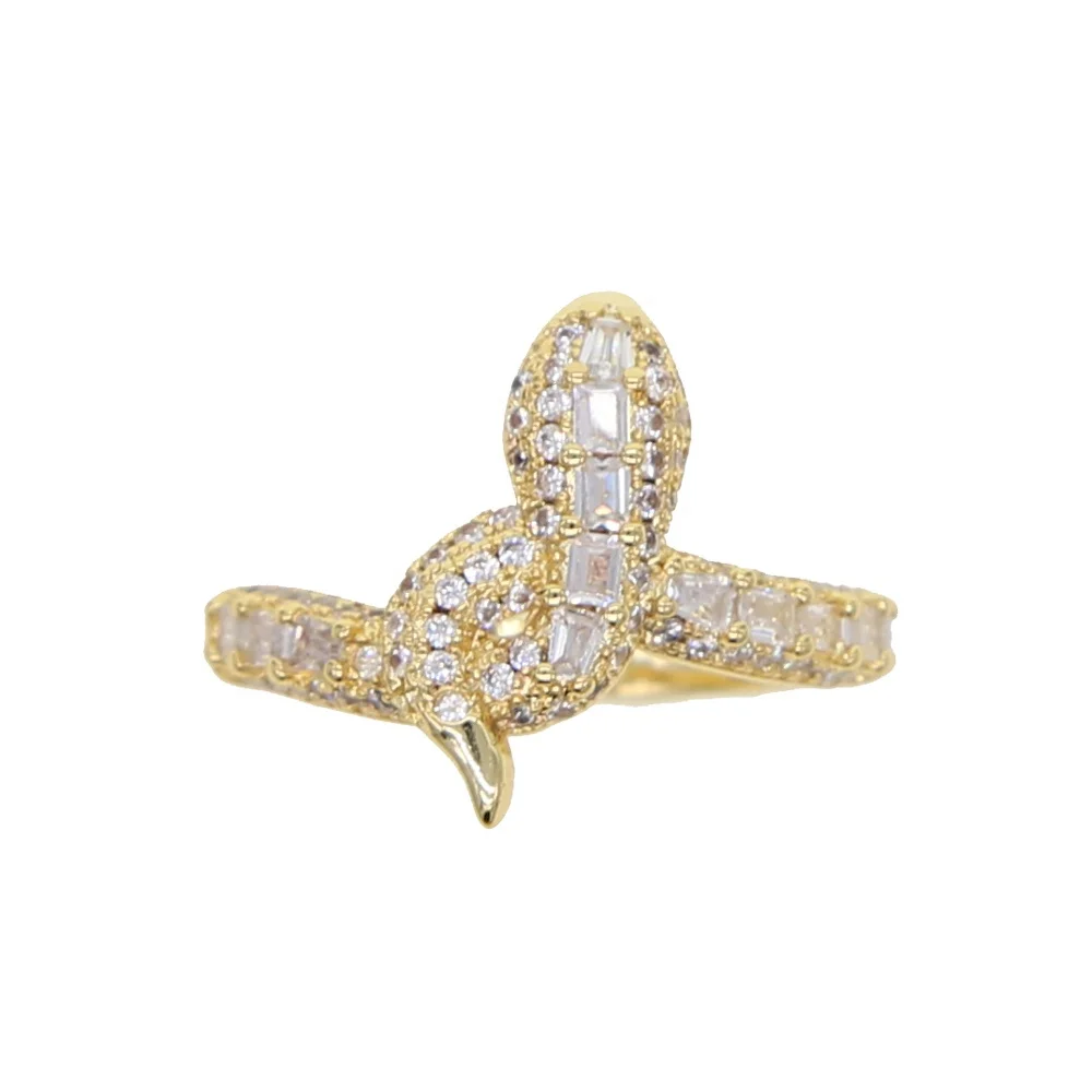 

Luxury high quality sparking bling cubic zirconia paved wrap snake finger ring for women female jewelry