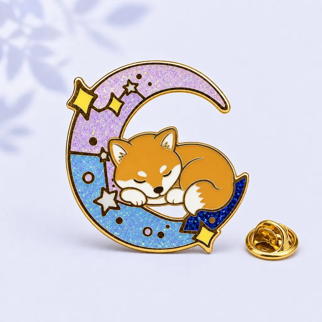 Slumbering Shiba Pup Enamel Pin