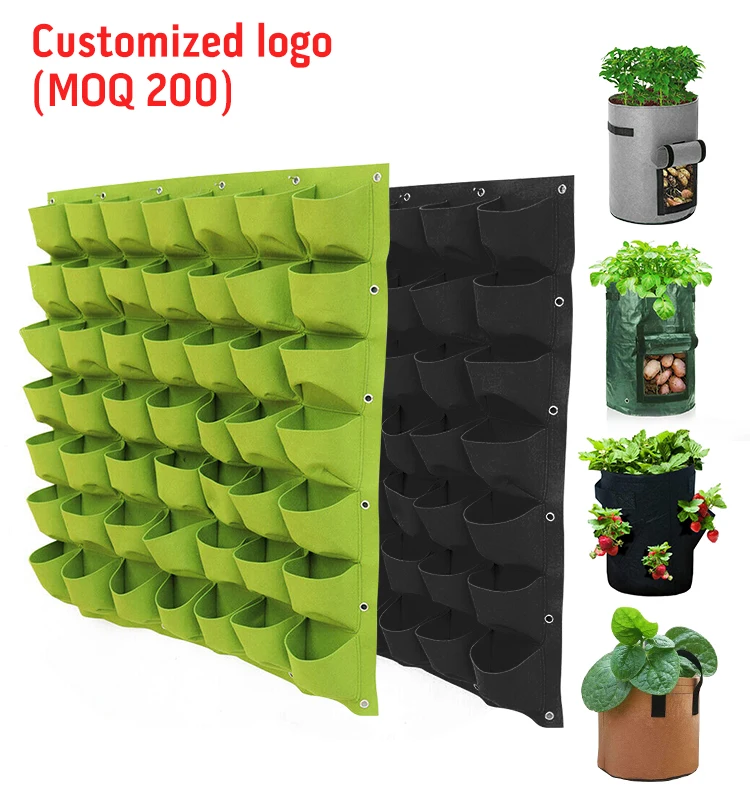 

OEM 2 3 4 6 9 12 18 25 Pockets Flower Vegetable Durable Felt Vertical Wall Hanging Heavy Duty Aeration Fabric Plant Grow Bags, Customized color