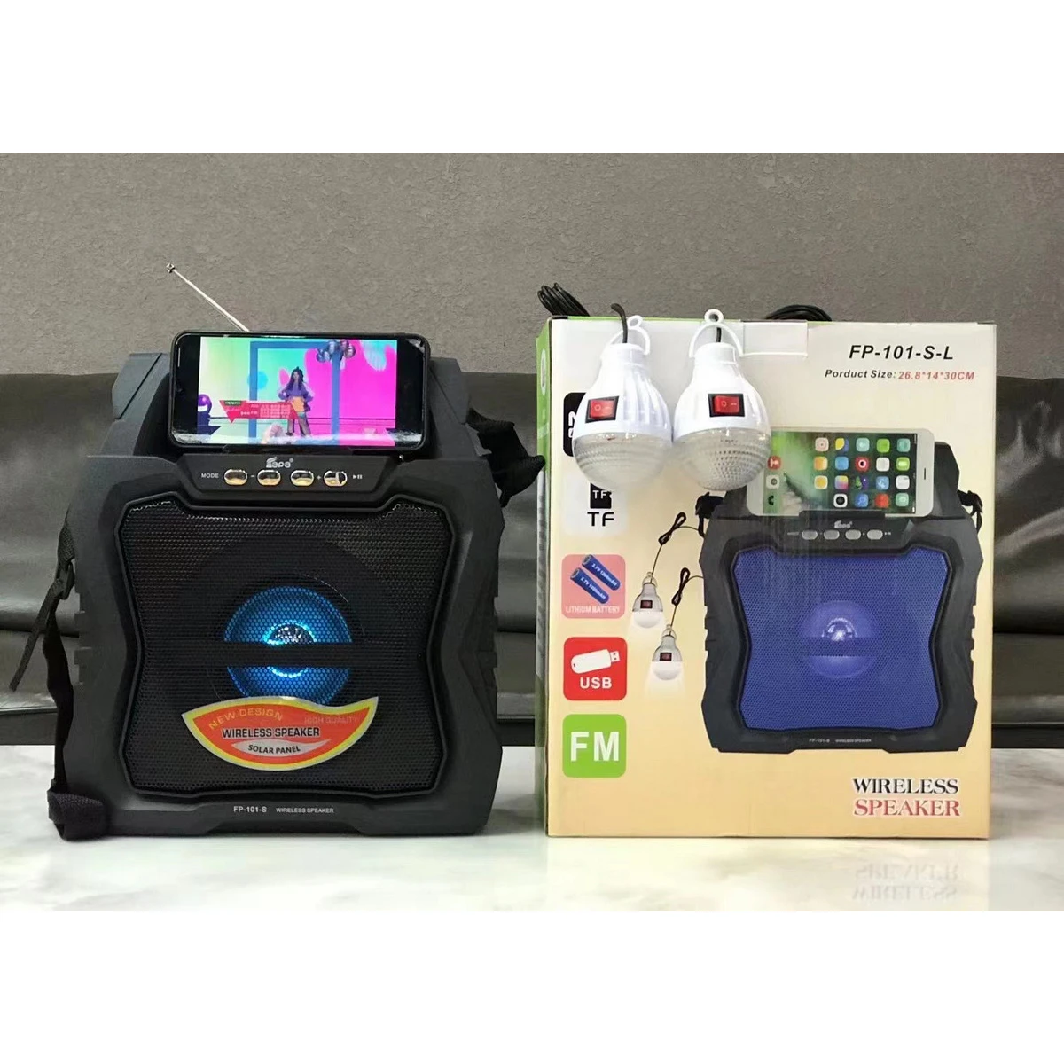 

FP-101-S-L New arrival DJ Speaker Small Multi Function portable solar speaker With FM Radio