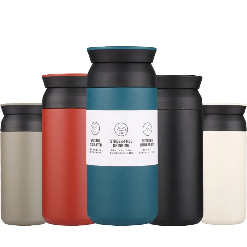 

TLV-028 Japanese style vacuum insulated water bottles coffee cups stainless steel travel mugs with lid Ins style, Sliver,red,blue,black,beige